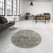 Round Contemporary Dark Gray Modern Rug in a Office, con1999