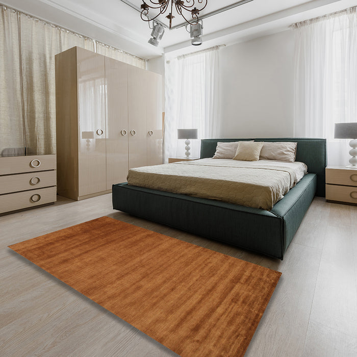 Contemporary Mahogany Brown Modern Rug in a Bedroom, con19