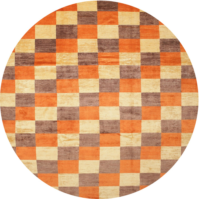Square Contemporary Orange Abstract Machine Washable Rug in a Living Room, wshcon1