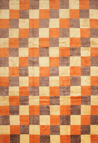 Contemporary Orange Abstract Machine Washable Rug, wshcon1