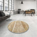 Round Machine Washable Contemporary Brown Rug in a Office, wshcon2000