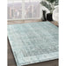 Contemporary Dark Sea Green Modern Rug in Family Room, con2002