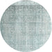 Square Machine Washable Contemporary Dark Sea Green Rug, wshcon2002