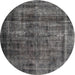 Square Machine Washable Contemporary Western Charcoal Gray Rug, wshcon2004