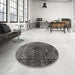 Round Contemporary Gray Modern Rug in a Office, con2005