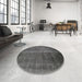 Round Contemporary Black Modern Rug in a Office, con2006