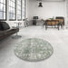 Round Contemporary Pale Silver Gray Modern Rug in a Office, con2007