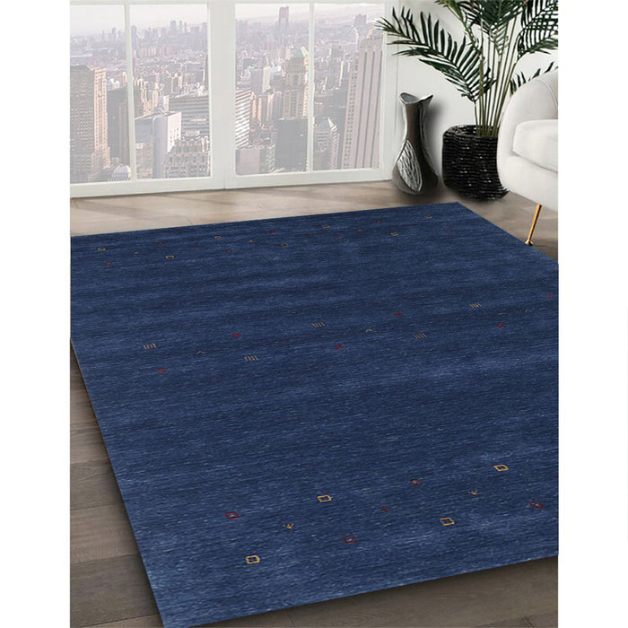 Machine Washable Contemporary Lapis Blue Rug in a Family Room, wshcon2014