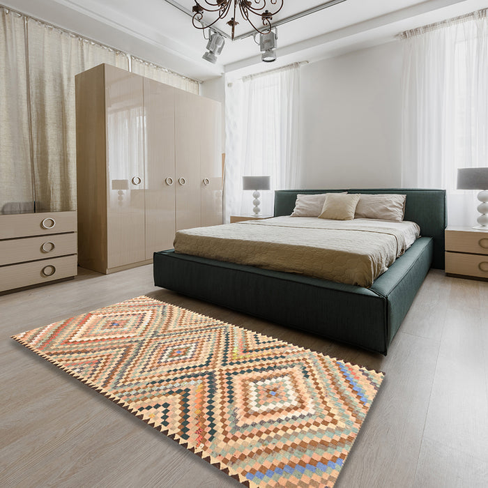 Machine Washable Contemporary Brown Rug in a Bedroom, wshcon2015