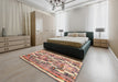 Contemporary Sienna Brown Southwestern Rug in a Bedroom, con2017