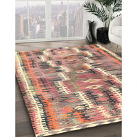 Contemporary Sienna Brown Southwestern Rug, con2017