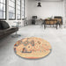 Round Machine Washable Contemporary Peru Brown Rug in a Office, wshcon2019