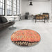 Round Machine Washable Contemporary Sand Brown Rug in a Office, wshcon2022