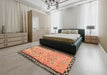 Contemporary Sand Brown Oriental Rug in a Bedroom, con2022