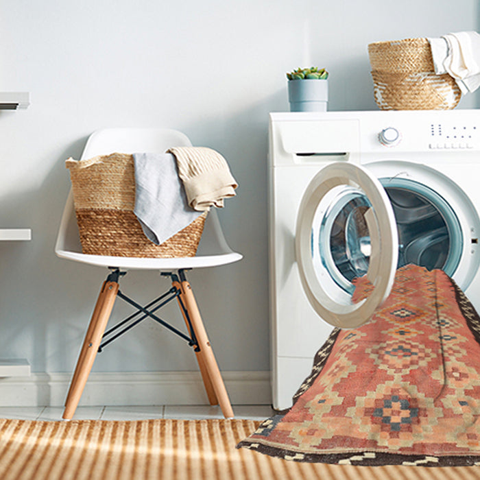 Machine Washable Contemporary Sand Brown Rug in a Washing Machine, wshcon2022