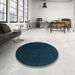 Round Contemporary Deep-Sea Blue Modern Rug in a Office, con2025