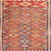 Sideview of Machine Washable Contemporary Tangerine Pink Rug, wshcon2026