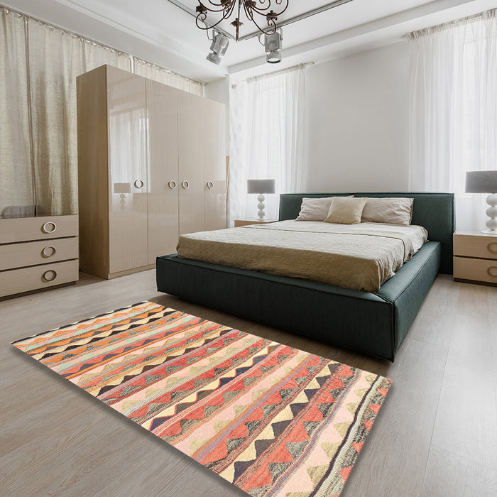 Machine Washable Contemporary Brown Rug in a Bedroom, wshcon2028