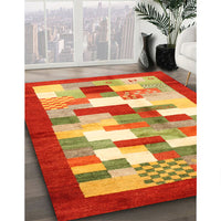 Contemporary Neon Red Modern Rug, con2031