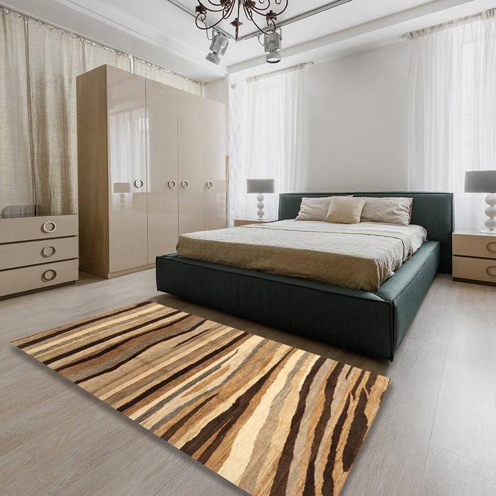 Machine Washable Contemporary Saddle Brown Rug in a Bedroom, wshcon2032