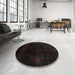 Round Machine Washable Contemporary Charcoal Black Rug in a Office, wshcon2033