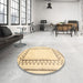 Round Machine Washable Contemporary Sandy Brown Rug in a Office, wshcon2035
