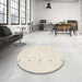 Round Contemporary Desert Sand Beige Solid Rug in a Office, con2037