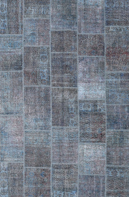 Contemporary Purple Navy Blue Patchwork Rug, con2041