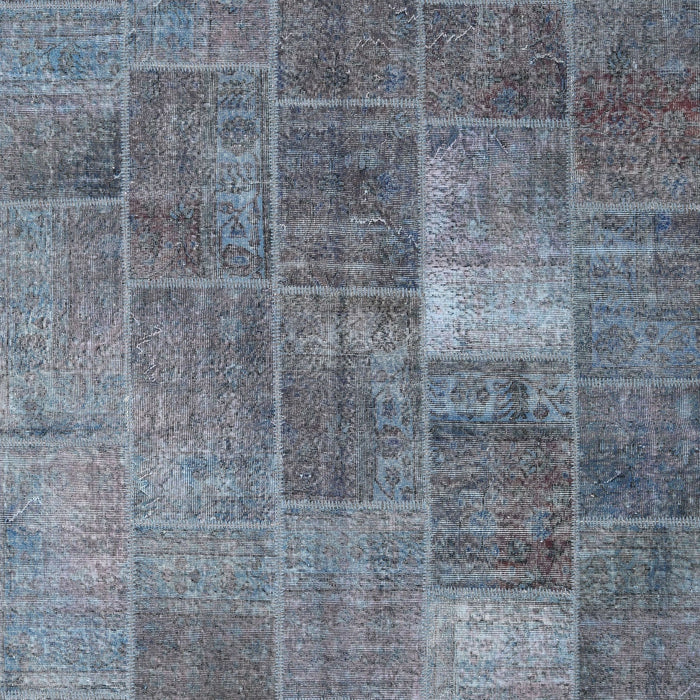 Contemporary Purple Navy Blue Patchwork Rug, con2041