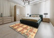 Contemporary Chocolate Brown Modern Rug in a Bedroom, con2042