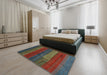 Contemporary Brown Red Modern Rug in a Bedroom, con2043