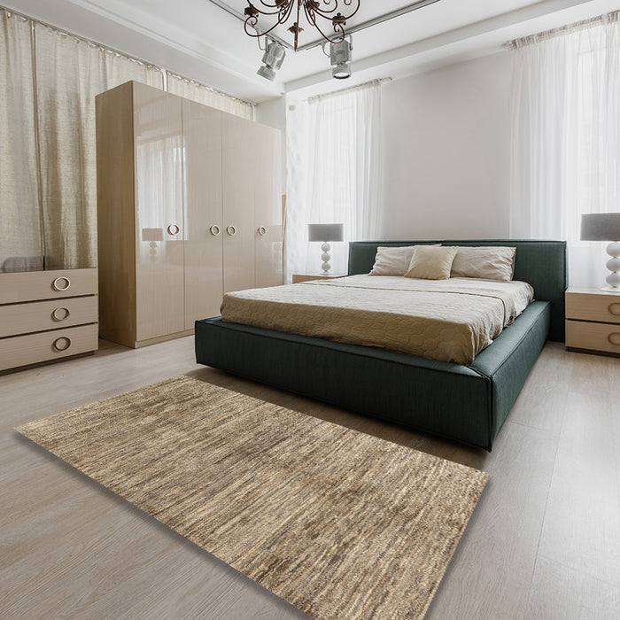 Contemporary Brown Modern Rug in a Bedroom, con2044