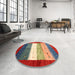 Round Machine Washable Contemporary Brown Rug in a Office, wshcon2045