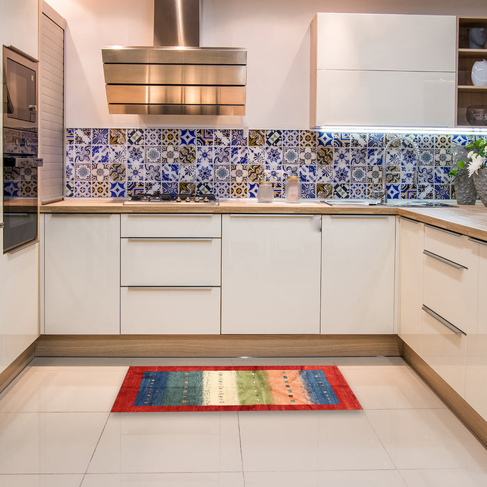 Machine Washable Contemporary Brown Rug in a Kitchen, wshcon2045