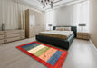 Machine Washable Contemporary Brown Rug in a Bedroom, wshcon2045