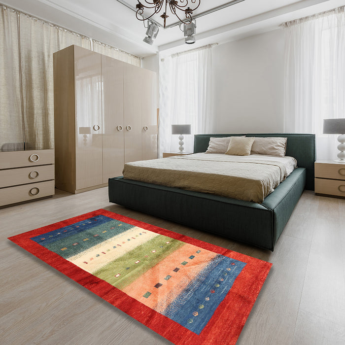 Machine Washable Contemporary Brown Rug in a Bedroom, wshcon2045