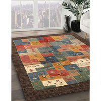 Contemporary Dark Almond Brown Modern Rug, con2046