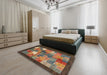 Contemporary Dark Almond Brown Modern Rug in a Bedroom, con2046