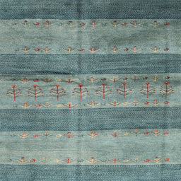 Sideview of Machine Washable Contemporary Green Rug, wshcon2048