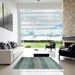 Square Contemporary Green Modern Rug in a Living Room, con2048