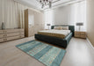 Contemporary Green Modern Rug in a Bedroom, con2048