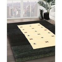 Contemporary Dark Khaki Green Modern Rug, con2049