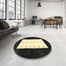 Round Contemporary Dark Khaki Green Modern Rug in a Office, con2049