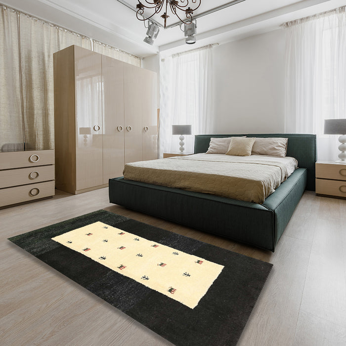 Machine Washable Contemporary DarkKhaki Green Rug in a Bedroom, wshcon2049