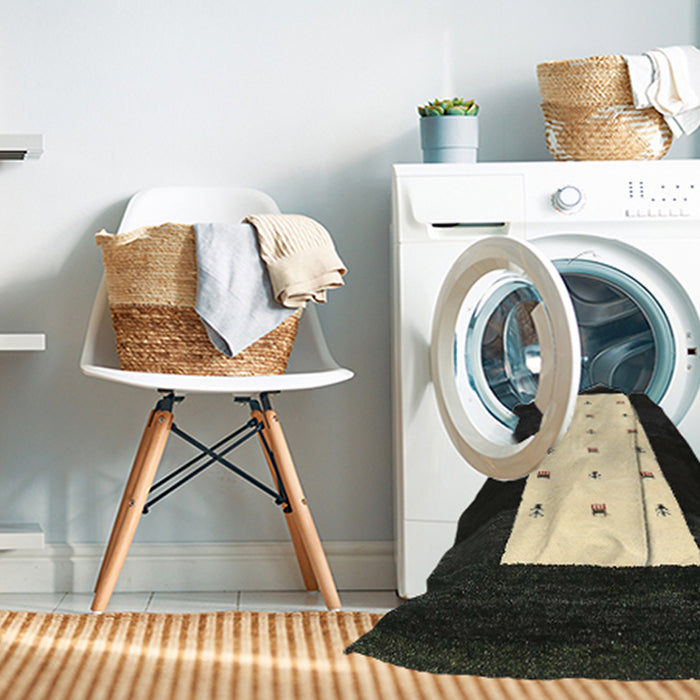 Machine Washable Contemporary DarkKhaki Green Rug in a Washing Machine, wshcon2049