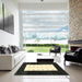 Square Contemporary Dark Khaki Green Modern Rug in a Living Room, con2049