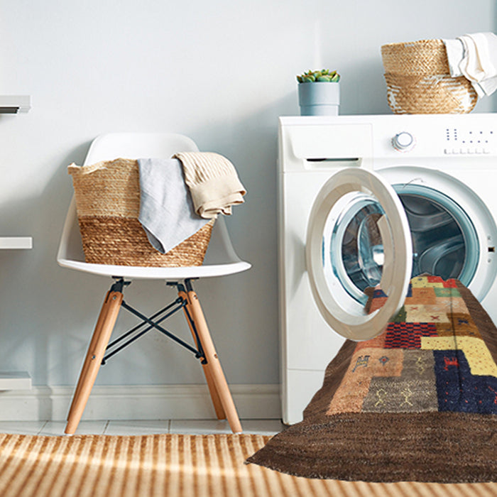 Machine Washable Contemporary Dark Sienna Brown Rug in a Washing Machine, wshcon2050