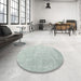 Round Contemporary Dark Gray Modern Rug in a Office, con2052