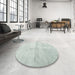 Round Contemporary Light Gray Modern Rug in a Office, con2053