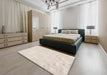 Contemporary Tan Brown Solid Rug in a Bedroom, con2054